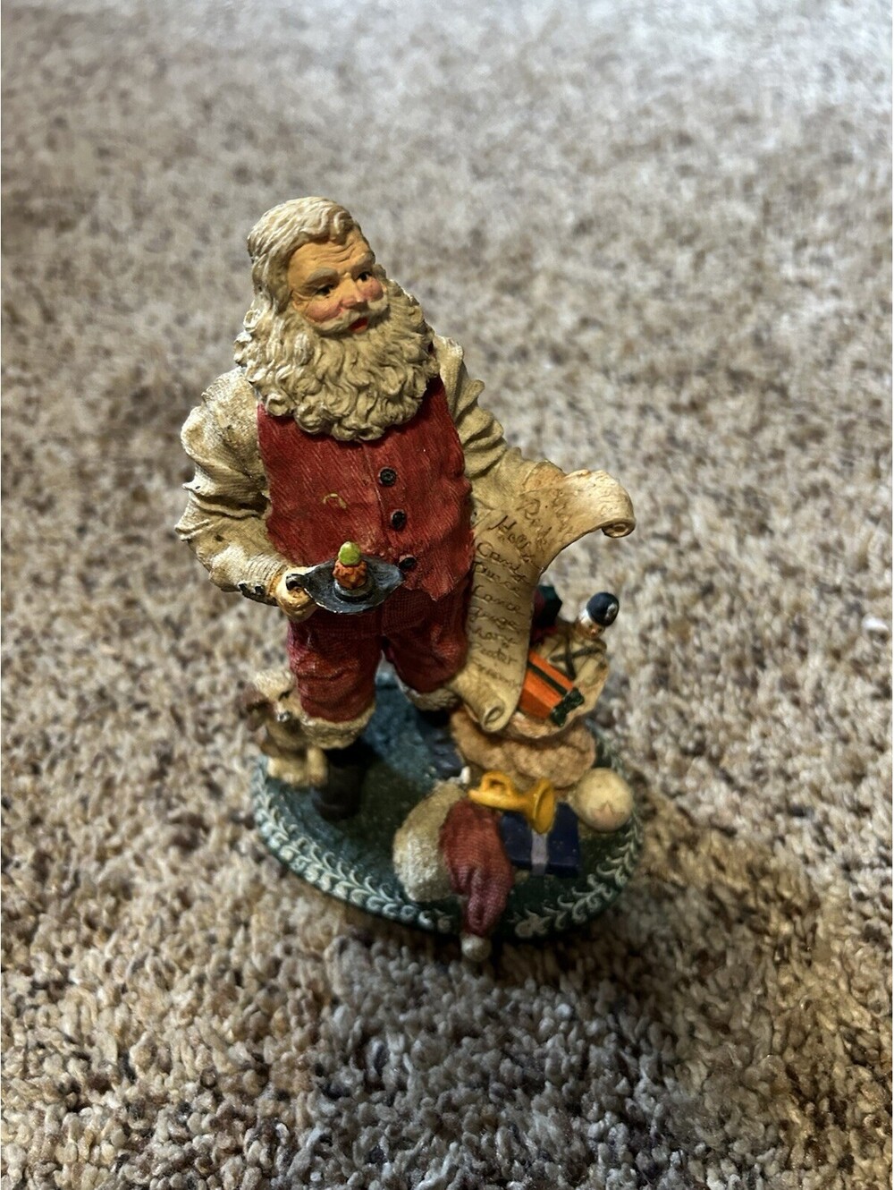 santa claus figurine With Bag Of Toys And Dog Resin